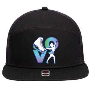 Love Ice Skating 7 Panel Mesh Trucker Snapback Hat