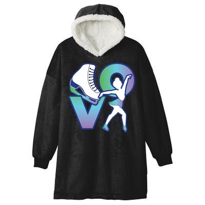 Love Ice Skating Hooded Wearable Blanket