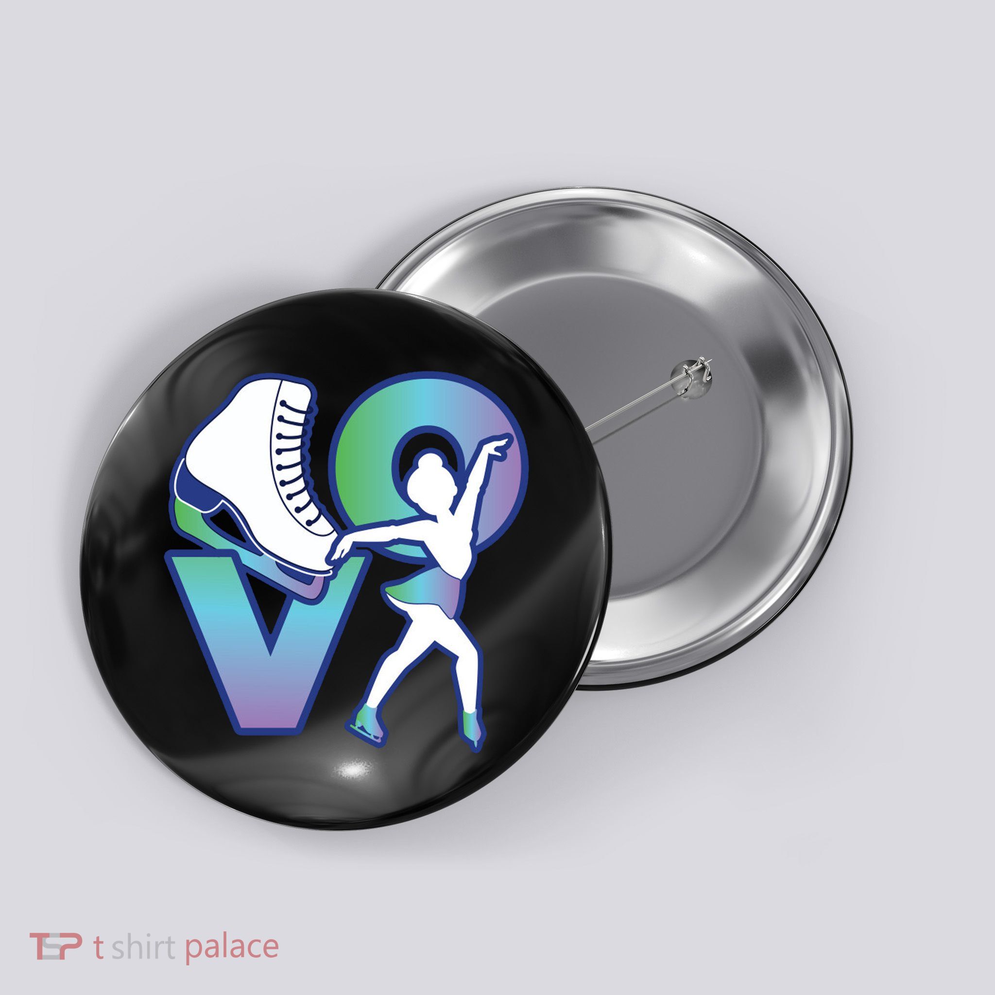 Love Ice Skating Button