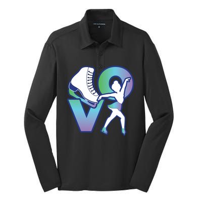 Love Ice Skating Silk Touch Performance Long Sleeve Polo