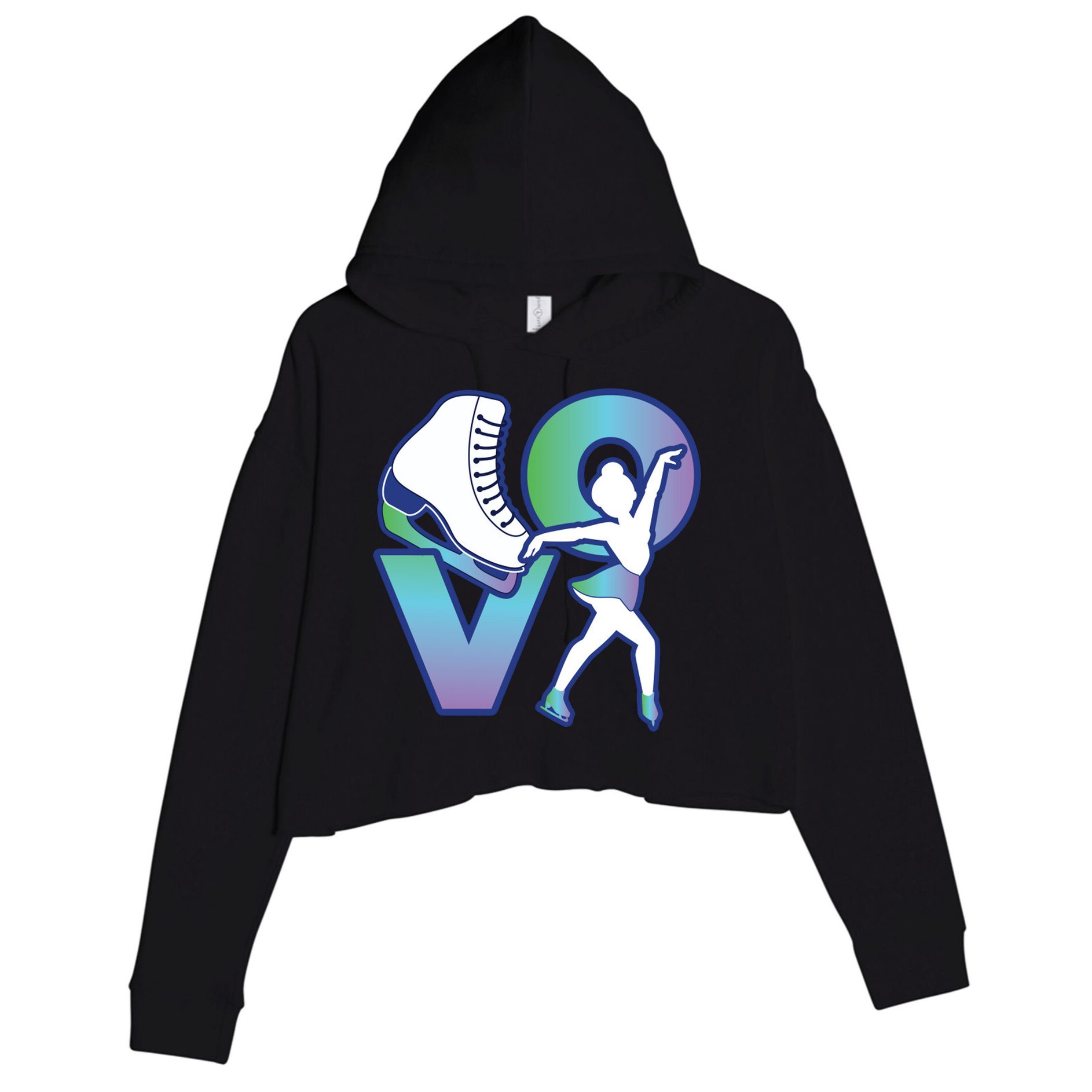 Love Ice Skating Crop Fleece Hoodie