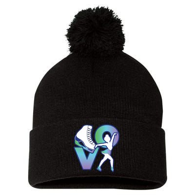Love Ice Skating Pom Pom 12in Knit Beanie