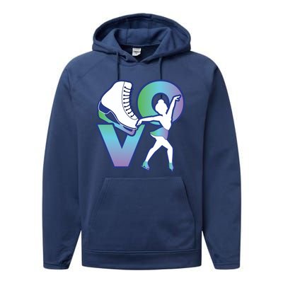 Love Ice Skating Performance Fleece Hoodie