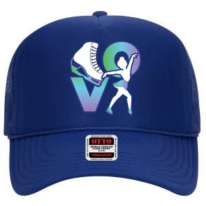 Love Ice Skating High Crown Mesh Back Trucker Hat