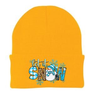 Let It Snow With Snowman Winter Vibes Cozy Season Christmas Knit Cap Winter Beanie