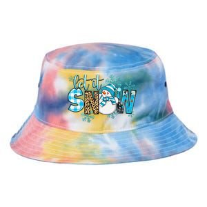 Let It Snow With Snowman Winter Vibes Cozy Season Christmas Tie Dye Newport Bucket Hat