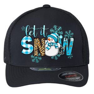 Let It Snow With Snowman Winter Vibes Cozy Season Christmas Flexfit Unipanel Trucker Cap