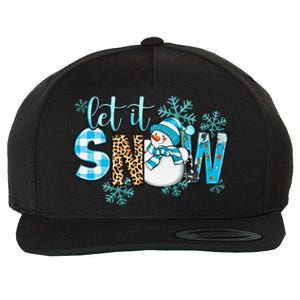 Let It Snow With Snowman Winter Vibes Cozy Season Christmas Wool Snapback Cap