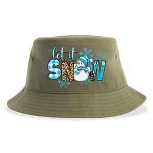 Let It Snow With Snowman Winter Vibes Cozy Season Christmas Sustainable Bucket Hat