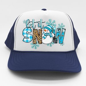 Let It Snow With Snowman Winter Vibes Cozy Season Christmas Trucker Hat