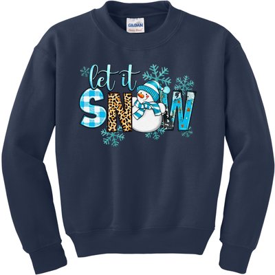 Let It Snow With Snowman Winter Vibes Cozy Season Christmas Kids Sweatshirt