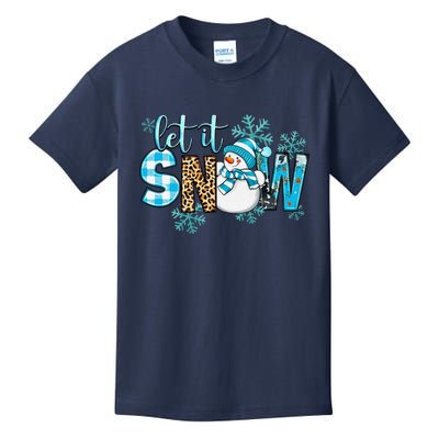 Let It Snow With Snowman Winter Vibes Cozy Season Christmas Kids T-Shirt