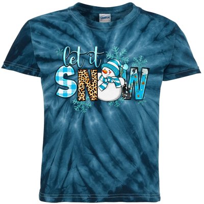 Let It Snow With Snowman Winter Vibes Cozy Season Christmas Kids Tie-Dye T-Shirt