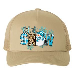 Let It Snow With Snowman Winter Vibes Cozy Season Christmas Yupoong Adult 5-Panel Trucker Hat