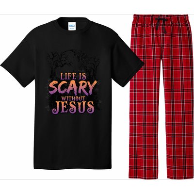 Life Is Scary Without Jesus Funny Halloween Christian Pajama Set