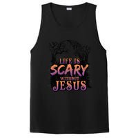 Life Is Scary Without Jesus Funny Halloween Christian PosiCharge Competitor Tank