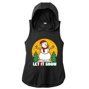 Let It Snow Tit Funny Christmas Snowman Ladies PosiCharge Tri-Blend Wicking Draft Hoodie Tank