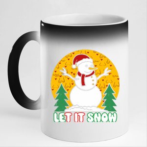 Let It Snow Tit Funny Christmas Snowman 11oz Black Color Changing Mug