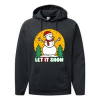 Let It Snow Tit Funny Christmas Snowman Performance Fleece Hoodie