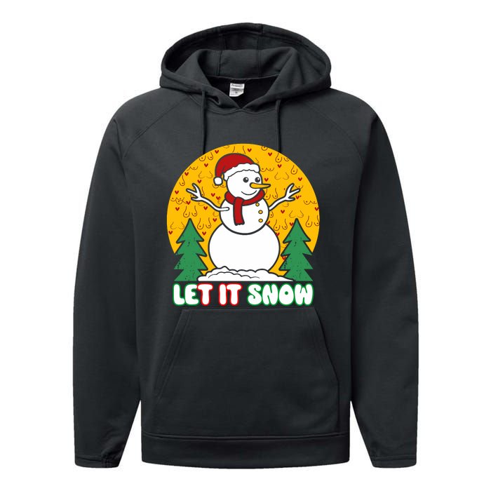 Let It Snow Tit Funny Christmas Snowman Performance Fleece Hoodie