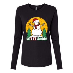 Let It Snow Tit Funny Christmas Snowman Womens Cotton Relaxed Long Sleeve T-Shirt