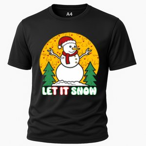 Let It Snow Tit Funny Christmas Snowman Cooling Performance Crew T-Shirt