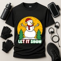 Let It Snow Tit Funny Christmas Snowman Performance Shirt