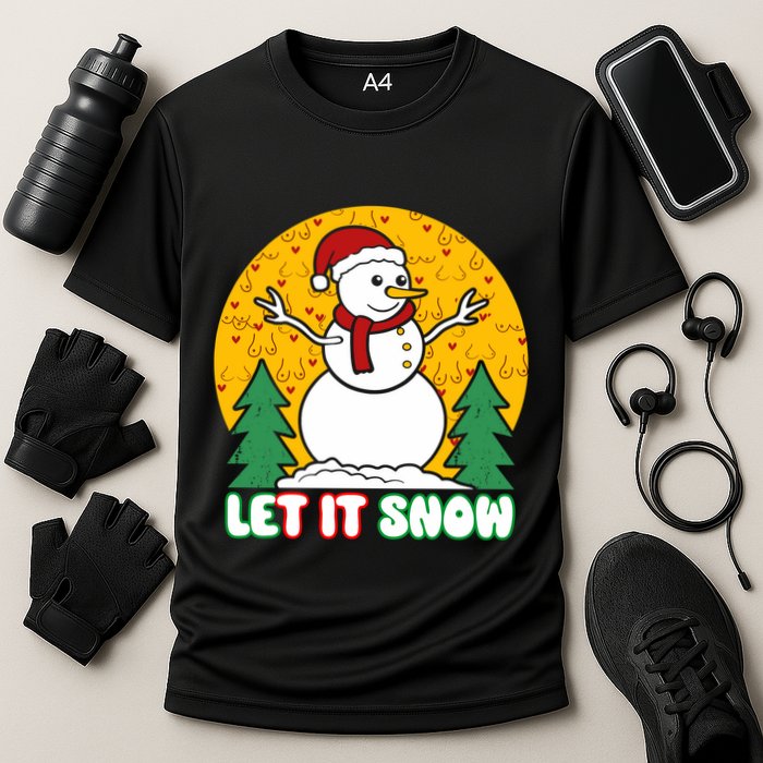 Let It Snow Tit Funny Christmas Snowman Performance Shirt