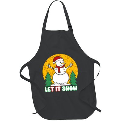 Let It Snow Tit Funny Christmas Snowman Full-Length Apron With Pockets