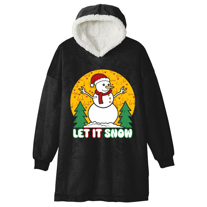 Let It Snow Tit Funny Christmas Snowman Hooded Wearable Blanket