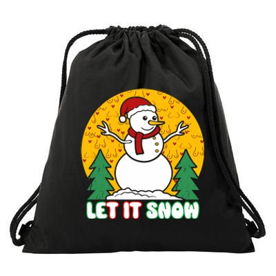 Let It Snow Tit Funny Christmas Snowman Drawstring Bag