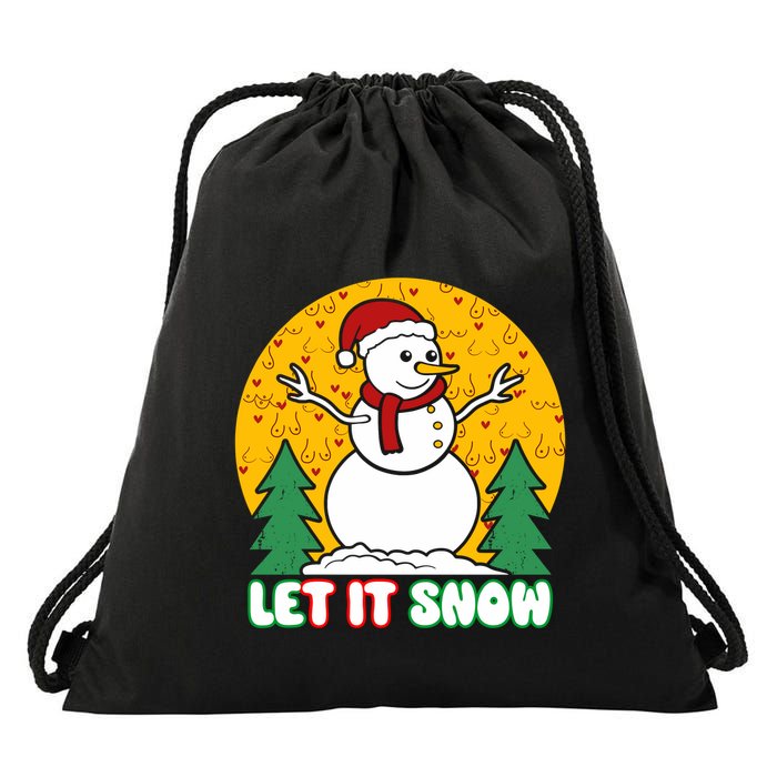 Let It Snow Tit Funny Christmas Snowman Drawstring Bag