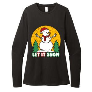 Let It Snow Tit Funny Christmas Snowman Womens CVC Long Sleeve Shirt