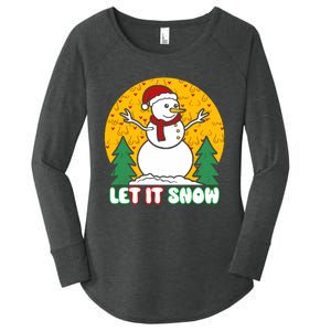 Let It Snow Tit Funny Christmas Snowman Women's Perfect Tri Tunic Long Sleeve Shirt