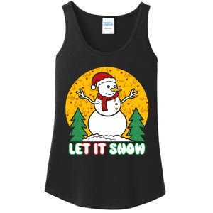 Let It Snow Tit Funny Christmas Snowman Ladies Essential Tank