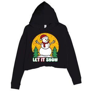 Let It Snow Tit Funny Christmas Snowman Crop Fleece Hoodie