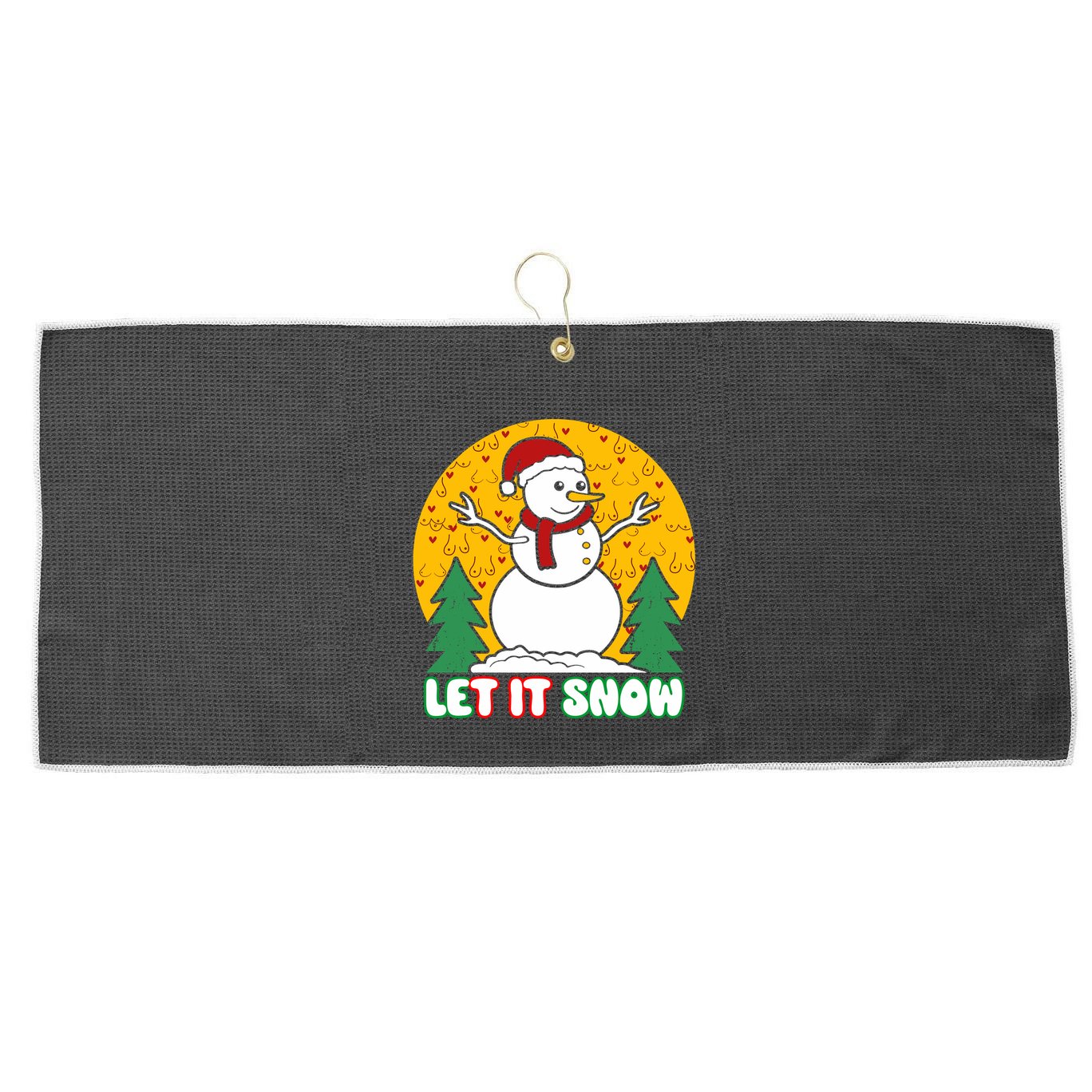 Let It Snow Tit Funny Christmas Snowman Large Microfiber Waffle Golf Towel