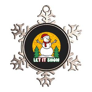 Let It Snow Tit Funny Christmas Snowman Metallic Star Ornament