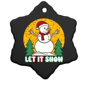 Let It Snow Tit Funny Christmas Snowman Ceramic Star Ornament