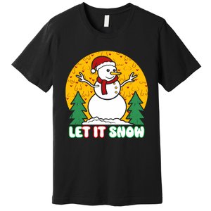 Let It Snow Tit Funny Christmas Snowman Premium T-Shirt