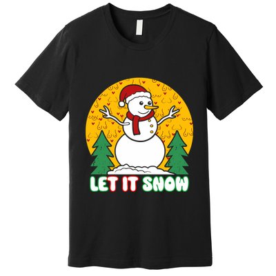 Let It Snow Tit Funny Christmas Snowman Premium T-Shirt