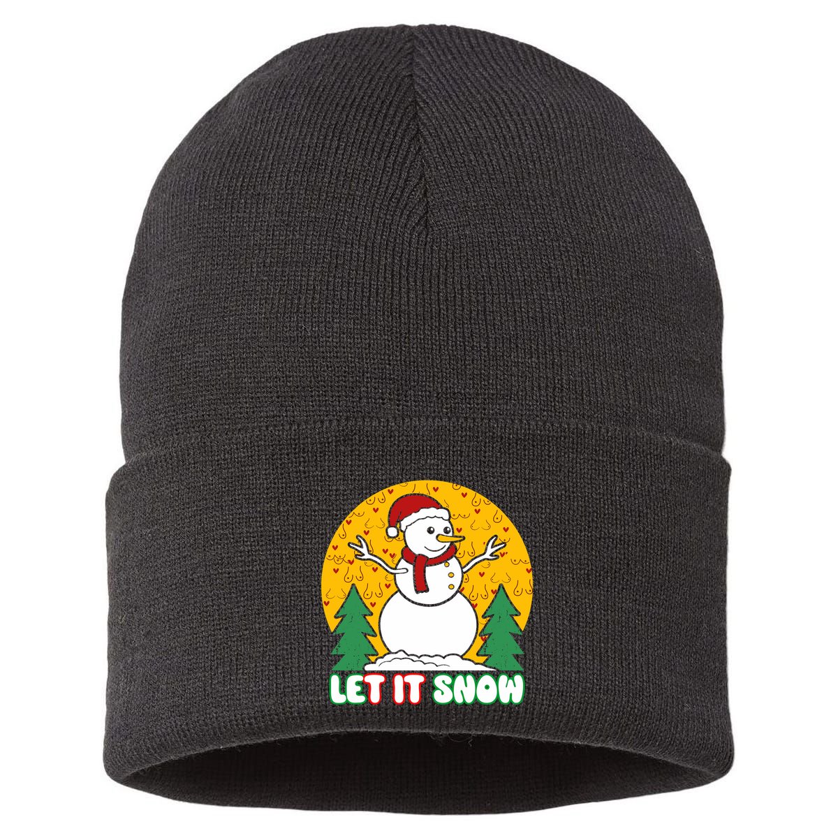 Let It Snow Tit Funny Christmas Snowman Sustainable Knit Beanie