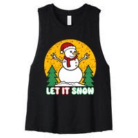 Let It Snow Tit Funny Christmas Snowman Women's Racerback Cropped Tank