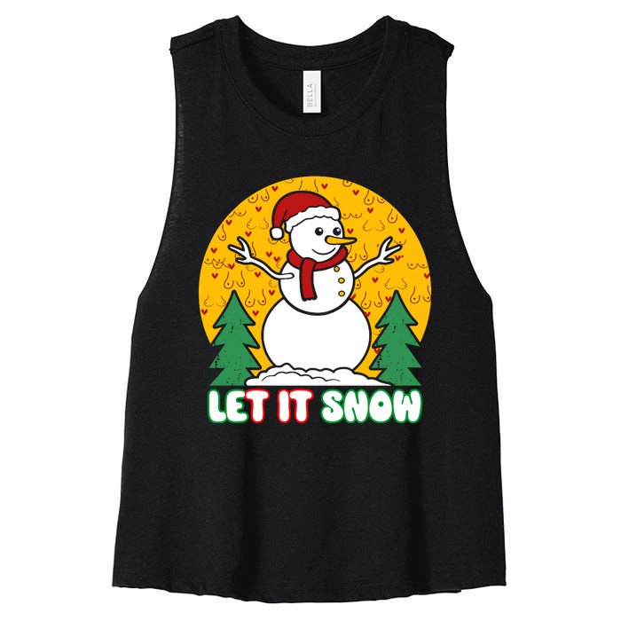 Let It Snow Tit Funny Christmas Snowman Women's Racerback Cropped Tank