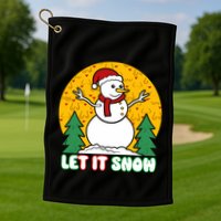Let It Snow Tit Funny Christmas Snowman Golf Towel