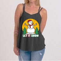 Let It Snow Tit Funny Christmas Snowman Women's Strappy Tank