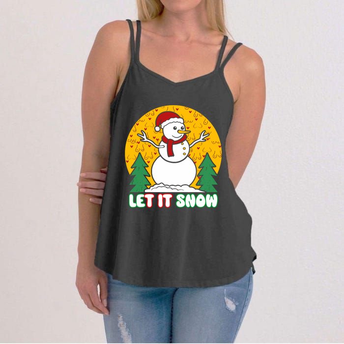 Let It Snow Tit Funny Christmas Snowman Women's Strappy Tank