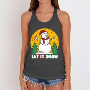 Let It Snow Tit Funny Christmas Snowman Women's Knotted Racerback Tank