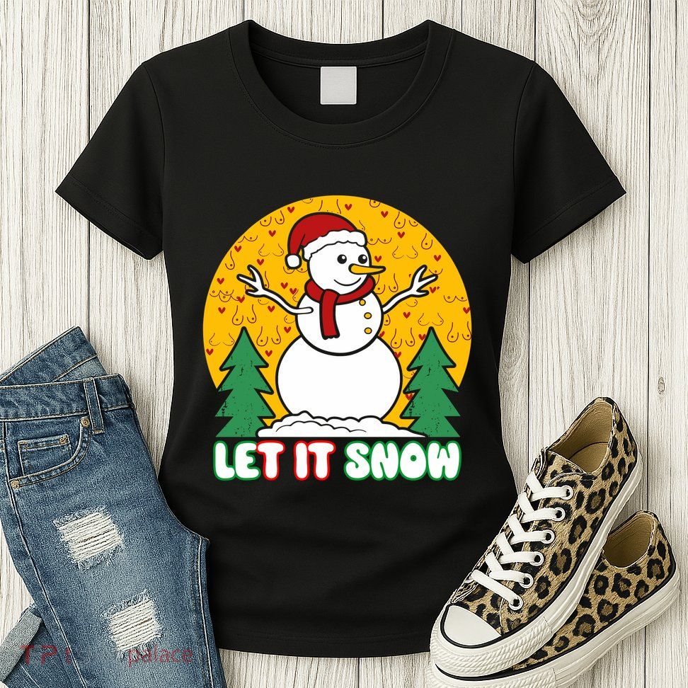 Let It Snow Tit Funny Christmas Snowman Womens T-Shirt
