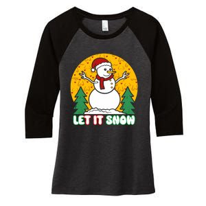 Let It Snow Tit Funny Christmas Snowman Women's Tri-Blend 3/4-Sleeve Raglan Shirt